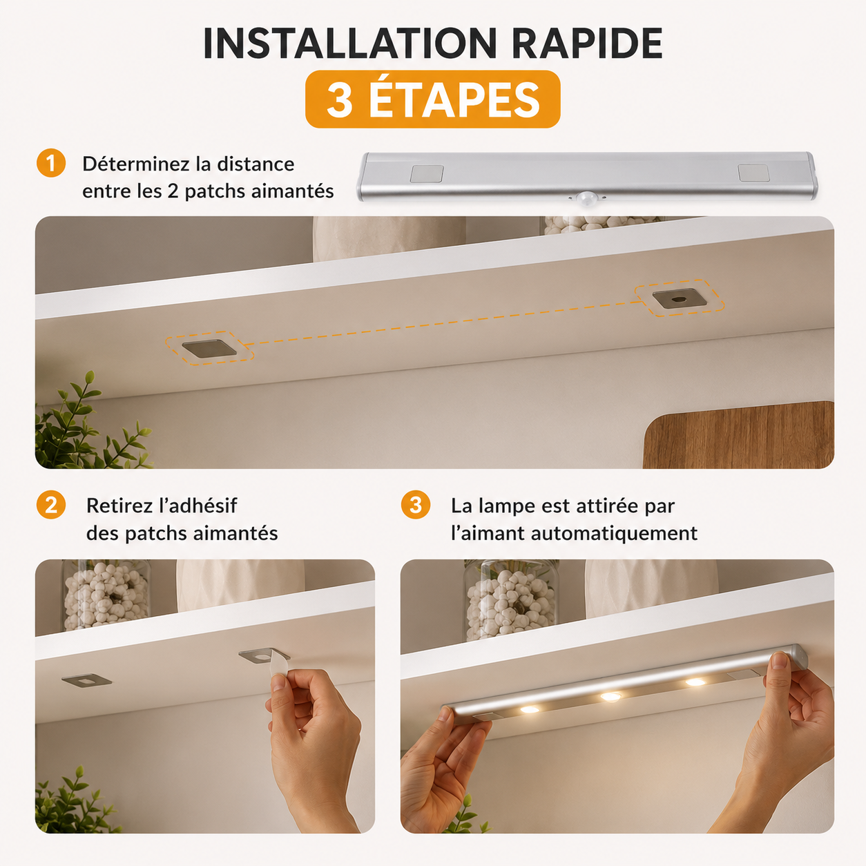 LumaSense™ | Lampe LED à Détecteur de Mouvement Sans Fil
